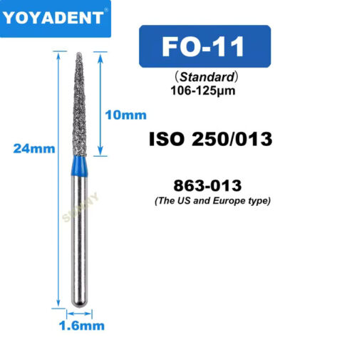 Dental Diamond Burs FO Standard for High Speed 1.6mm 10pcs/Pack