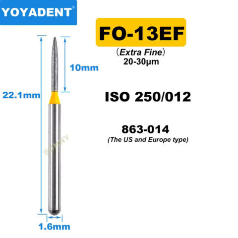 Dental Diamond Burs FO Fine/Extra Fine for High Speed 1.6mm 10pcs/Pack