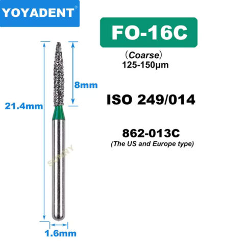 Dental Diamond Burs FO Coarse for High Speed 1.6mm 10pcs/Pack