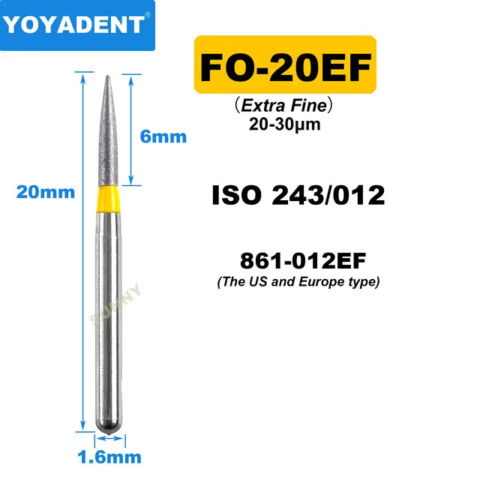 Dental Diamond Burs FO Fine/Extra Fine for High Speed 1.6mm 10pcs/Pack