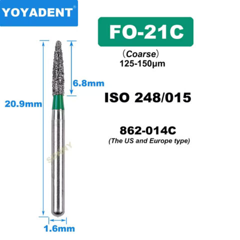 Dental Diamond Burs FO Coarse for High Speed 1.6mm 10pcs/Pack