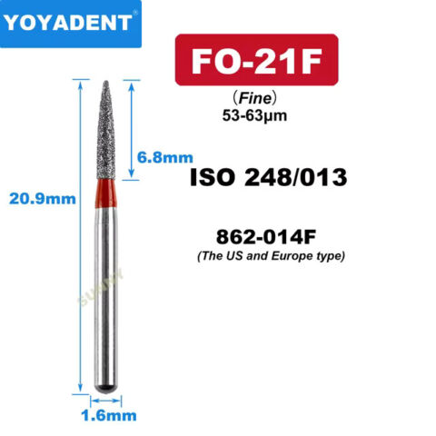 Dental Diamond Burs FO Fine/Extra Fine for High Speed 1.6mm 10pcs/Pack