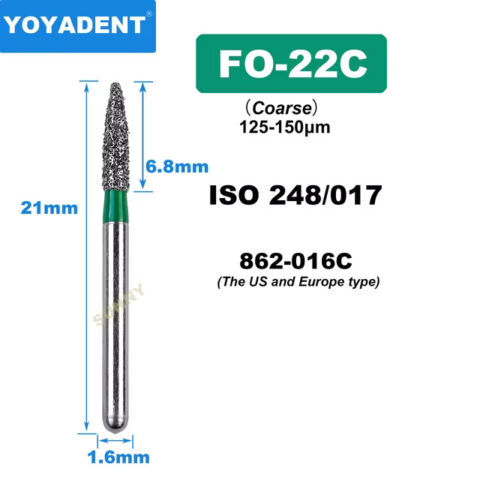 Dental Diamond Burs FO Coarse for High Speed 1.6mm 10pcs/Pack