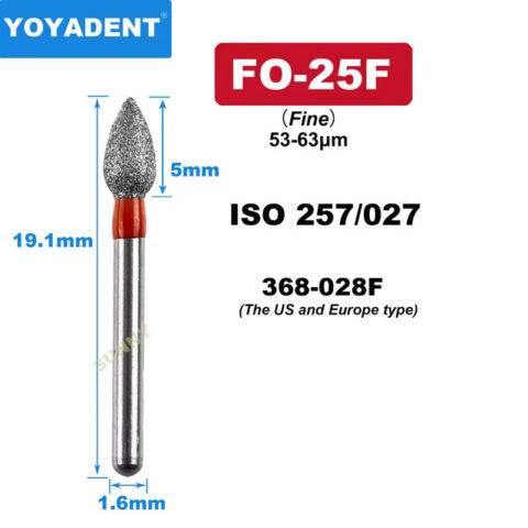 Dental Diamond Burs FO Fine/Extra Fine for High Speed 1.6mm 10pcs/Pack