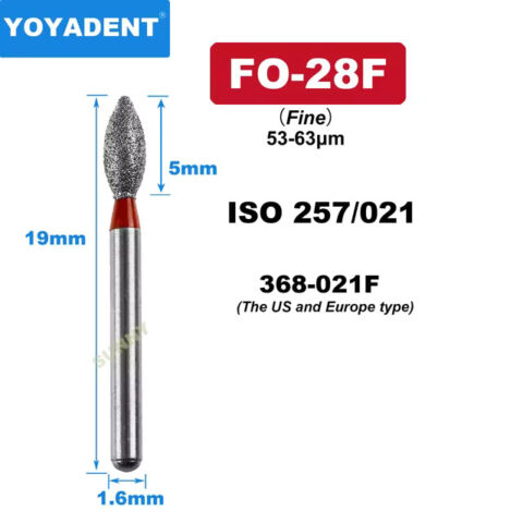 Dental Diamond Burs FO Fine/Extra Fine for High Speed 1.6mm 10pcs/Pack