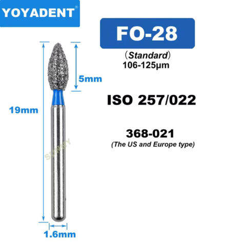 Dental Diamond Burs FO Standard for High Speed 1.6mm 10pcs/Pack