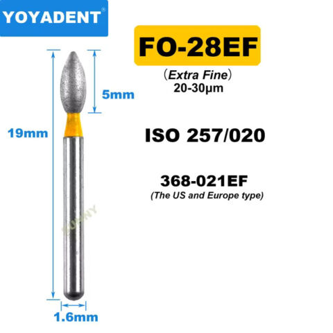 Dental Diamond Burs FO Fine/Extra Fine for High Speed 1.6mm 10pcs/Pack