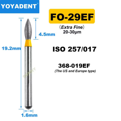 Dental Diamond Burs FO Fine/Extra Fine for High Speed 1.6mm 10pcs/Pack