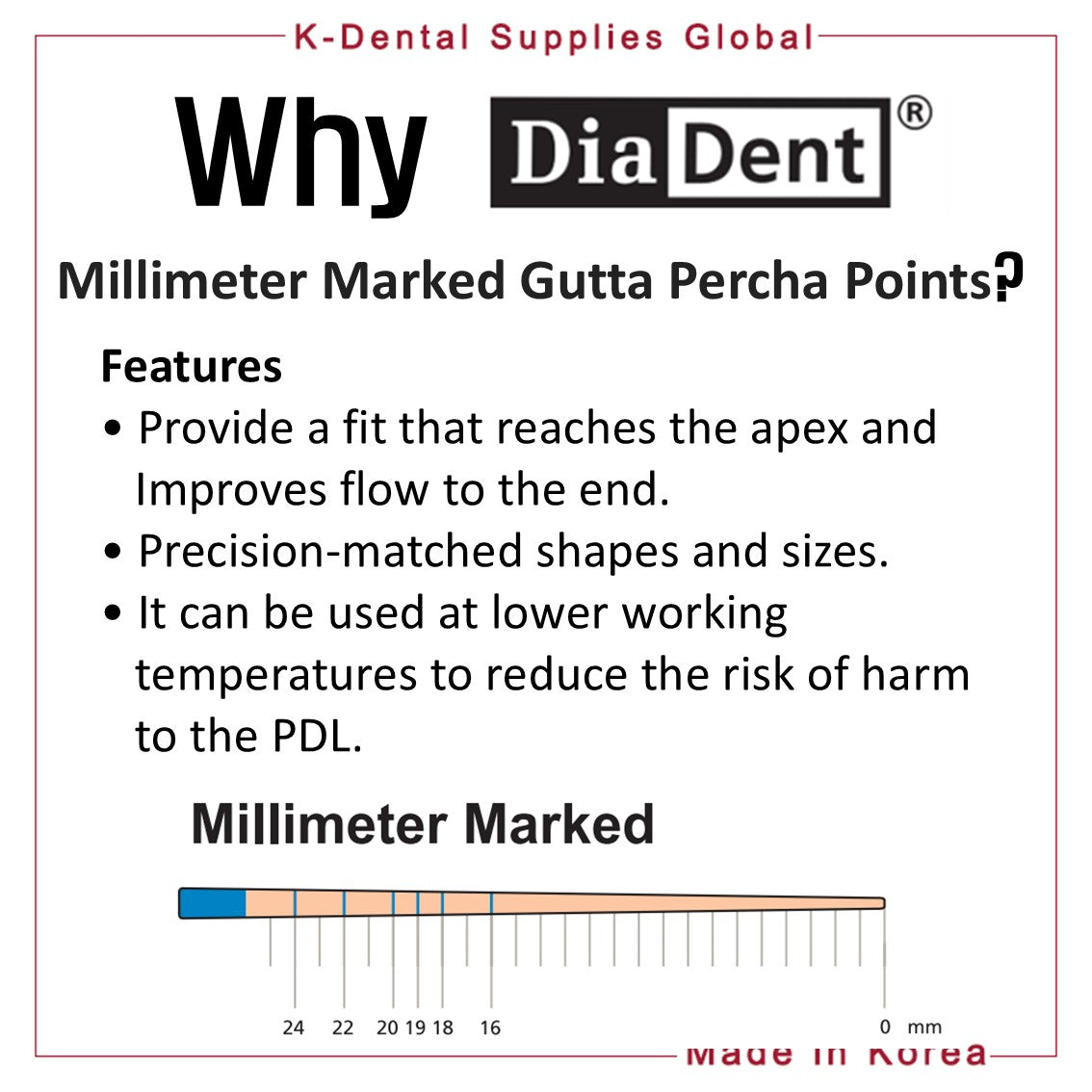 Dia-ProT Dental Millimeter Marked Gutta Percha Points