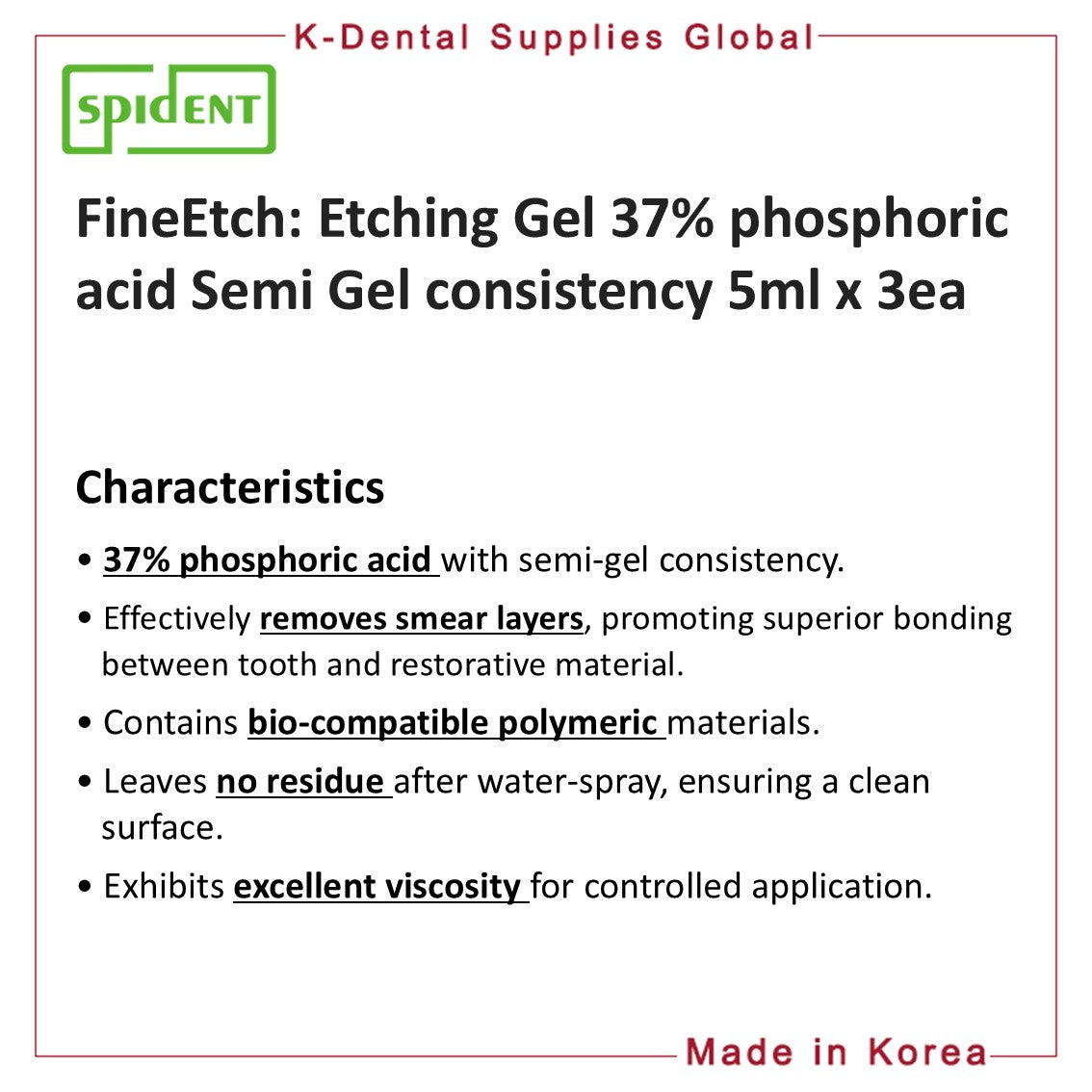 FineEtch(37% Etching Gel) 5ml x 3ea