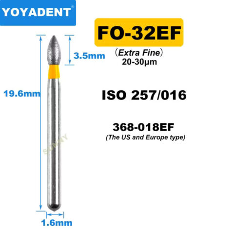 Dental Diamond Burs FO Fine/Extra Fine for High Speed 1.6mm 10pcs/Pack