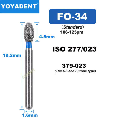 Dental Diamond Burs FO Standard for High Speed 1.6mm 10pcs/Pack