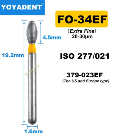 Dental Diamond Burs FO Fine/Extra Fine for High Speed 1.6mm 10pcs/Pack