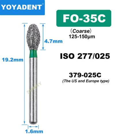 Dental Diamond Burs FO Coarse for High Speed 1.6mm 10pcs/Pack