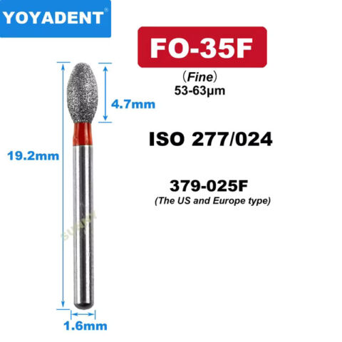 Dental Diamond Burs FO Fine/Extra Fine for High Speed 1.6mm 10pcs/Pack