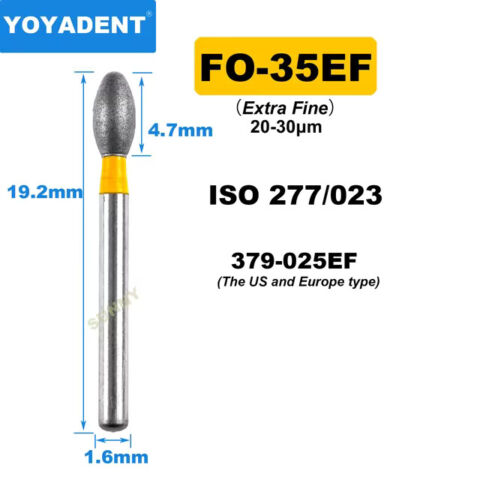 Dental Diamond Burs FO Fine/Extra Fine for High Speed 1.6mm 10pcs/Pack