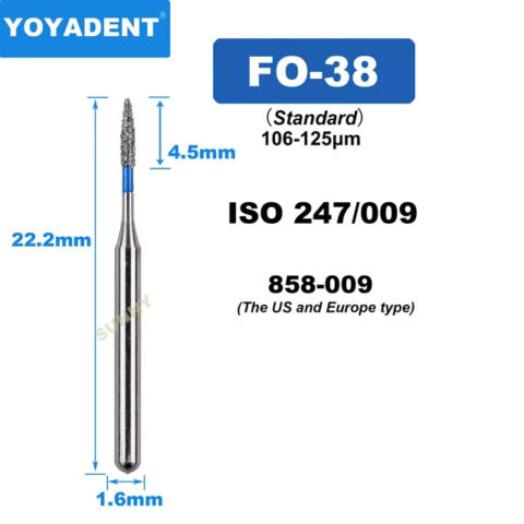 Dental Diamond Burs FO Standard for High Speed 1.6mm 10pcs/Pack