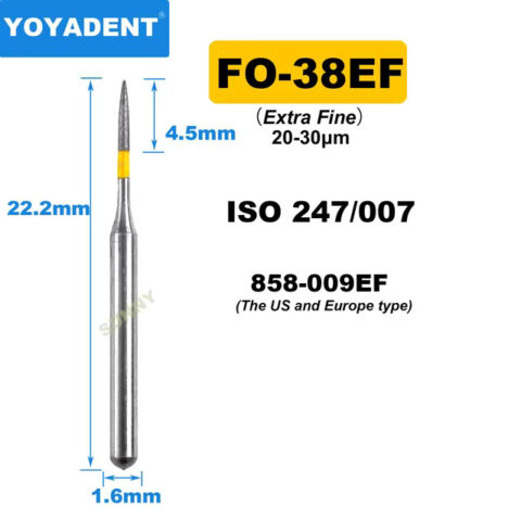 Dental Diamond Burs FO Fine/Extra Fine for High Speed 1.6mm 10pcs/Pack
