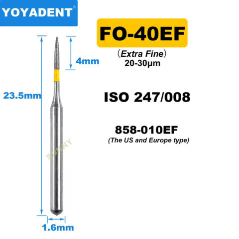 Dental Diamond Burs FO Fine/Extra Fine for High Speed 1.6mm 10pcs/Pack