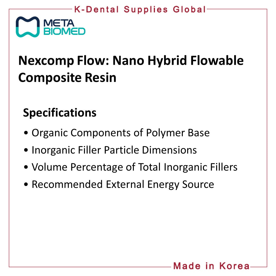 Nexcomp Flow Nano Hybrid Flowable Composite Resin 2g x 2 syringes