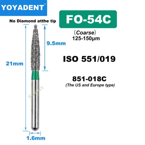Dental Diamond Burs FO Coarse for High Speed 1.6mm 10pcs/Pack