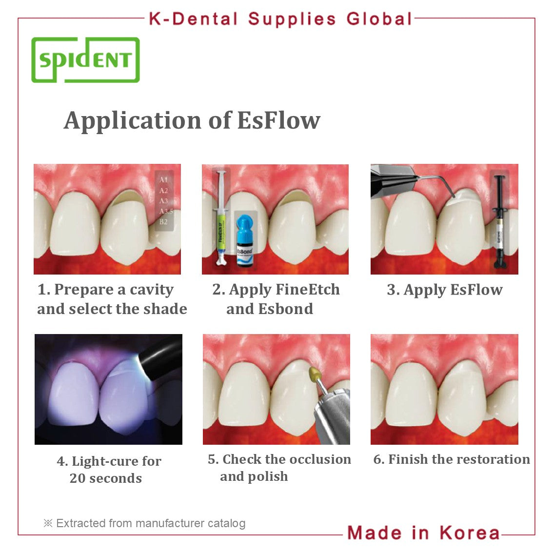 EsFlow Light Cured Flowable Composite Resin(Shade A1, A2, A3, A3.5)