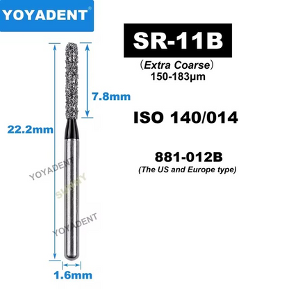 Dental Diamond Burs SR type for High Speed Dia.1.6mm 10pcs/Pack