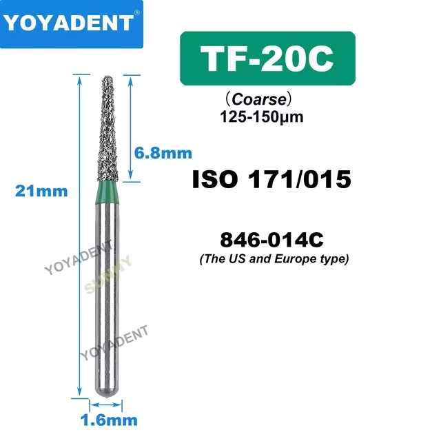 Dental Diamond Burs TF Fine/Extra Fine/Coarse type for High Speed 10pcs/Pack