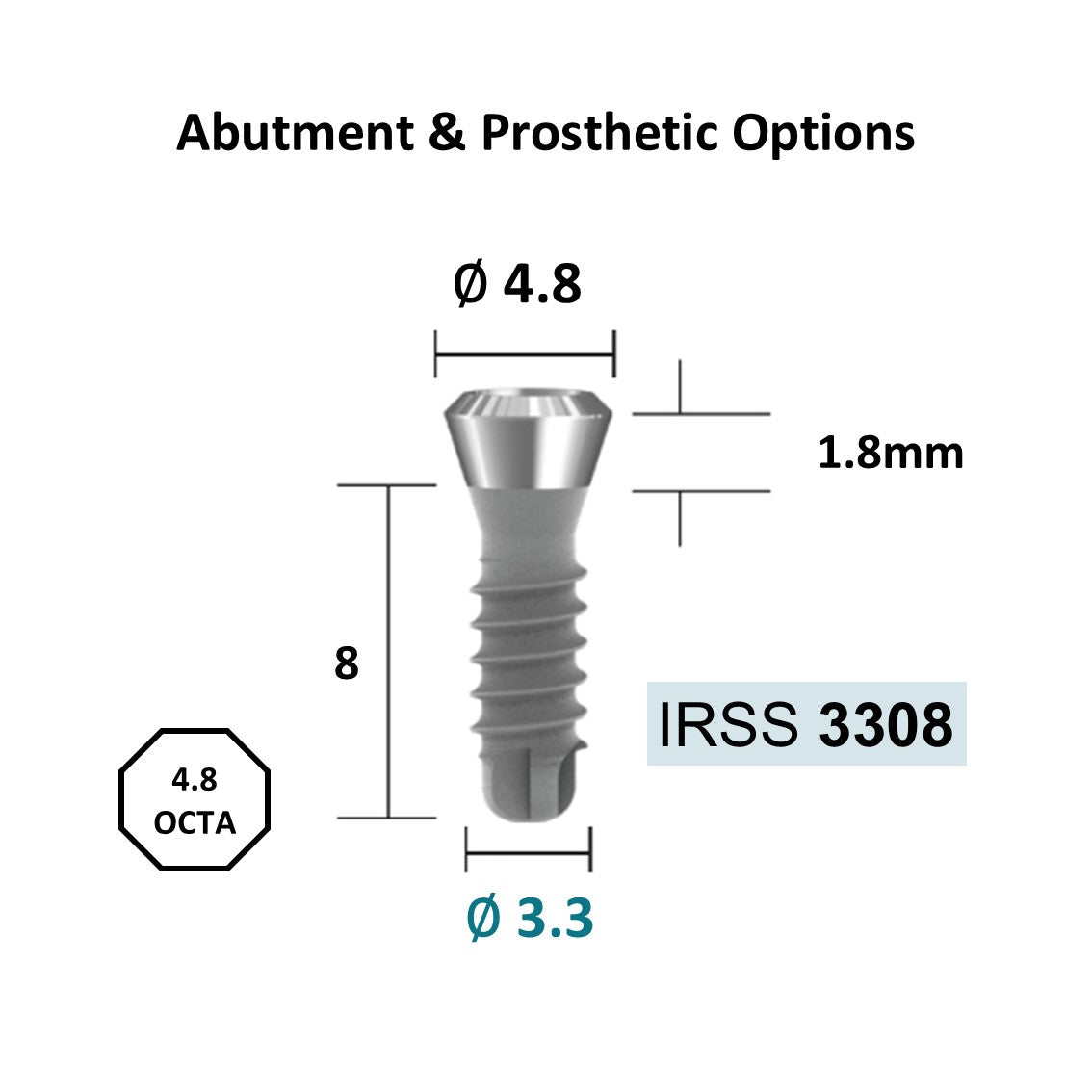 [Tissue Level Precision] Fixture Neck Diameter 4.8 Octa Compatible with Straumann, ITI Types