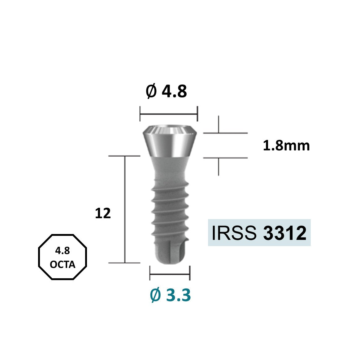 [Tissue Level Precision] Fixture Neck Diameter 4.8 Octa Compatible with Straumann, ITI Types
