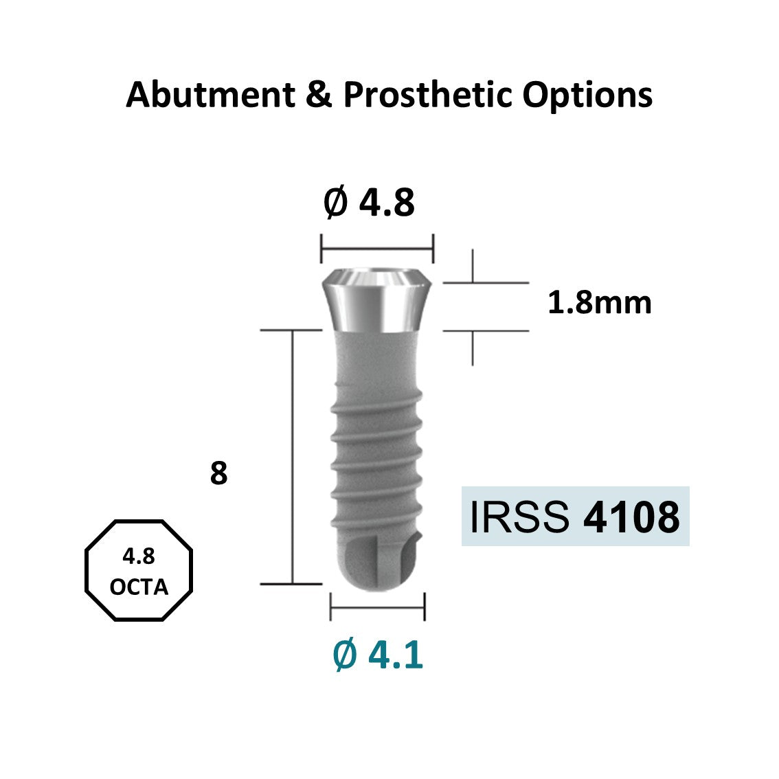 [Tissue Level Precision] Fixture Neck Diameter 4.8 Octa Compatible with Straumann, ITI Types
