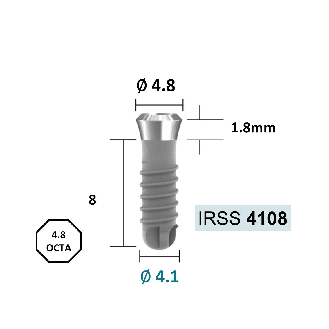 [Tissue Level Precision] Fixture Neck Diameter 4.8 Octa Compatible with Straumann, ITI Types