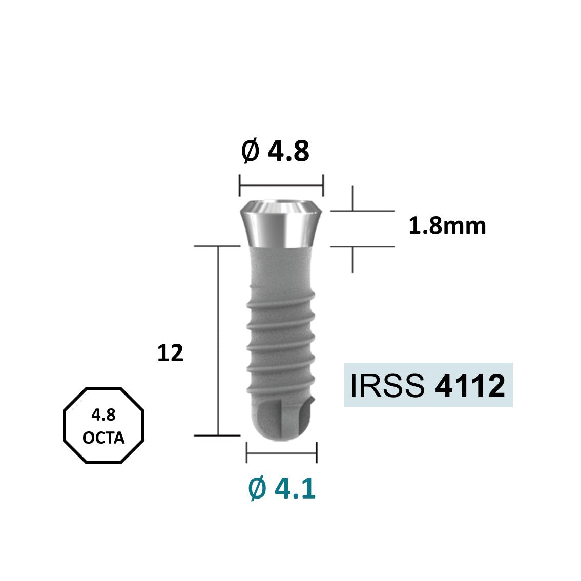 [Tissue Level Precision] Fixture Neck Diameter 4.8 Octa Compatible with Straumann, ITI Types