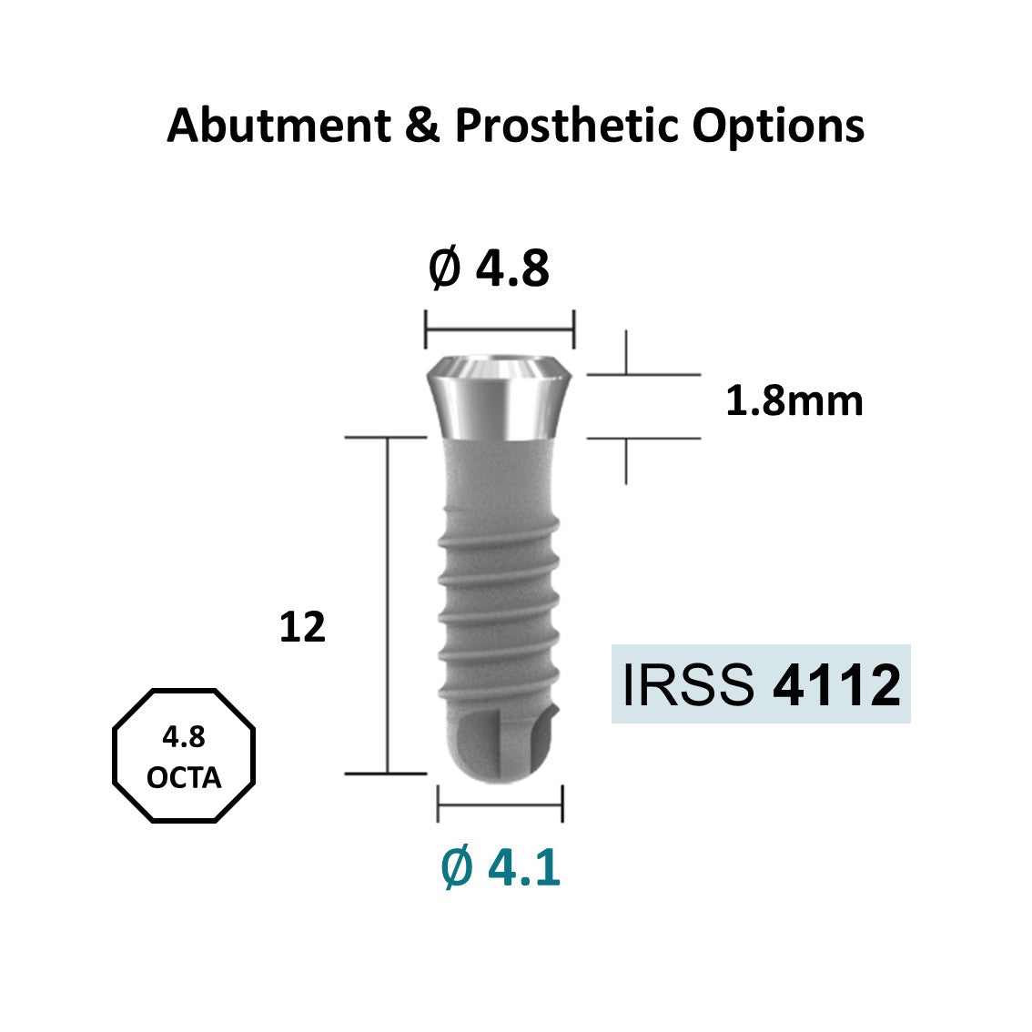[Tissue Level Precision] Fixture Neck Diameter 4.8 Octa Compatible with Straumann, ITI Types