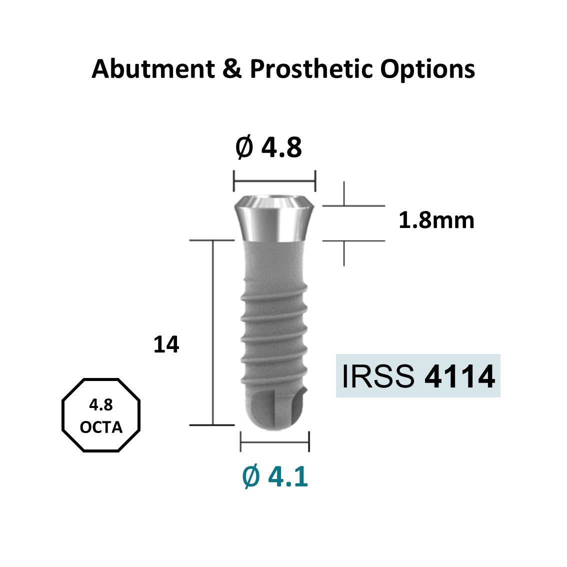 [Tissue Level Precision] Fixture Neck Diameter 4.8 Octa Compatible with Straumann, ITI Types