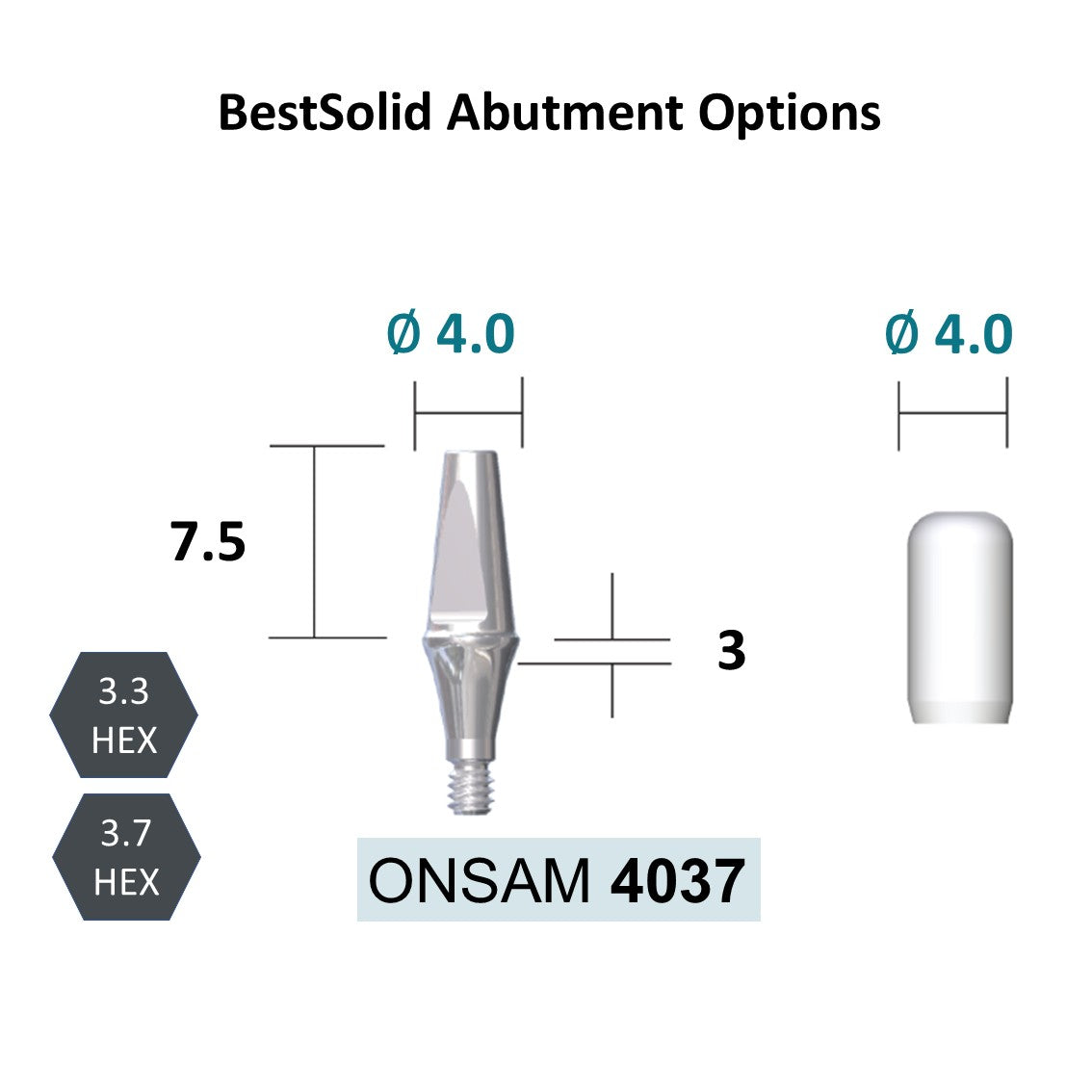 [Bone Level Tapered] BestSolid Abutment Diameter 3.5/4.0/4.8/5.5/6.5