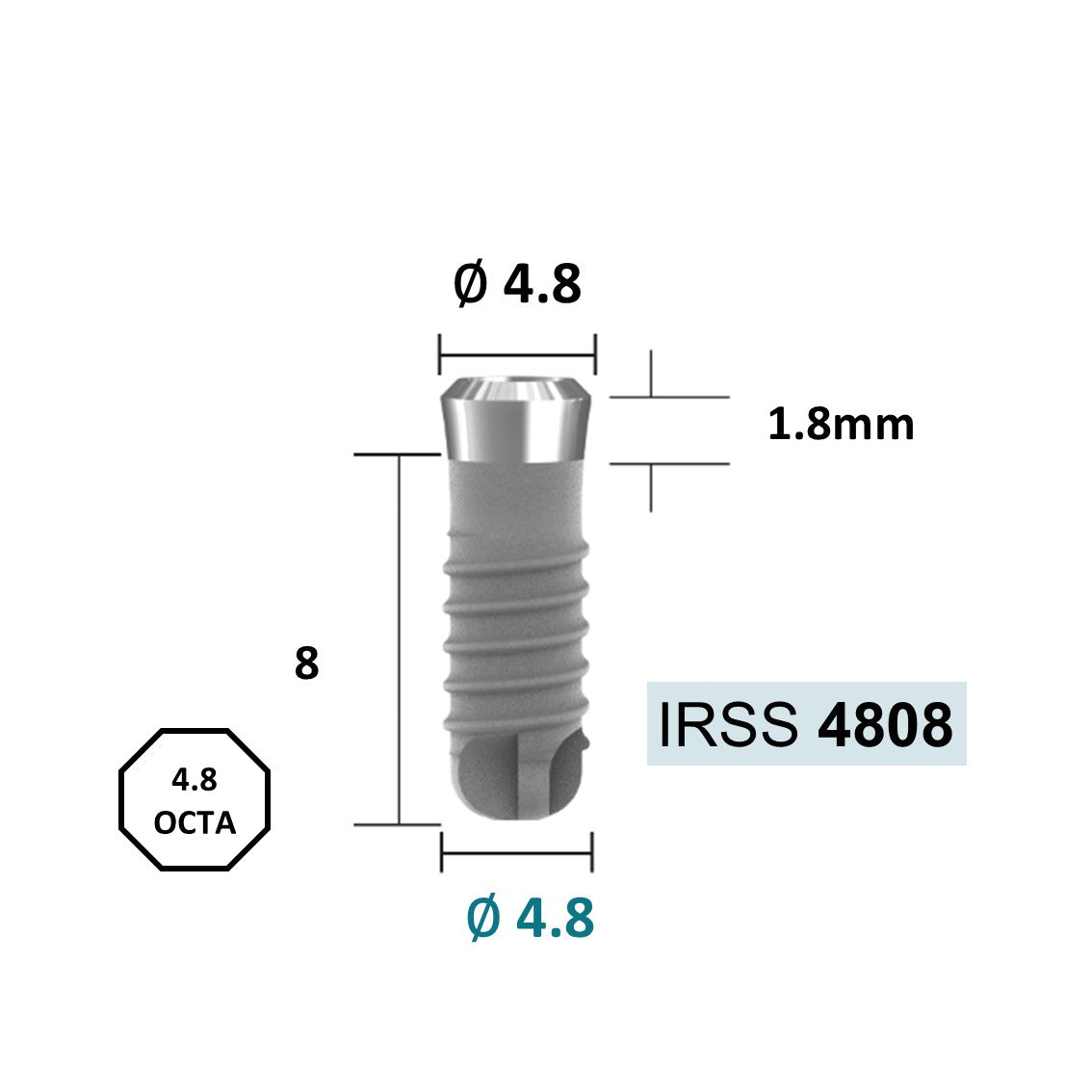 [Tissue Level Precision] Fixture Neck Diameter 4.8 Octa Compatible with Straumann, ITI Types