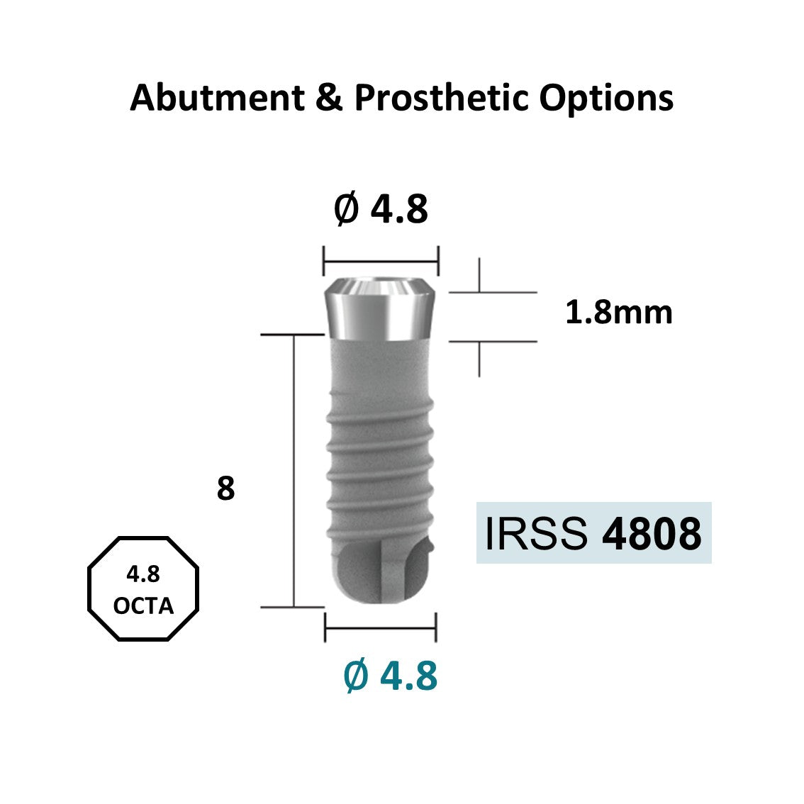 [Tissue Level Precision] Fixture Neck Diameter 4.8 Octa Compatible with Straumann, ITI Types