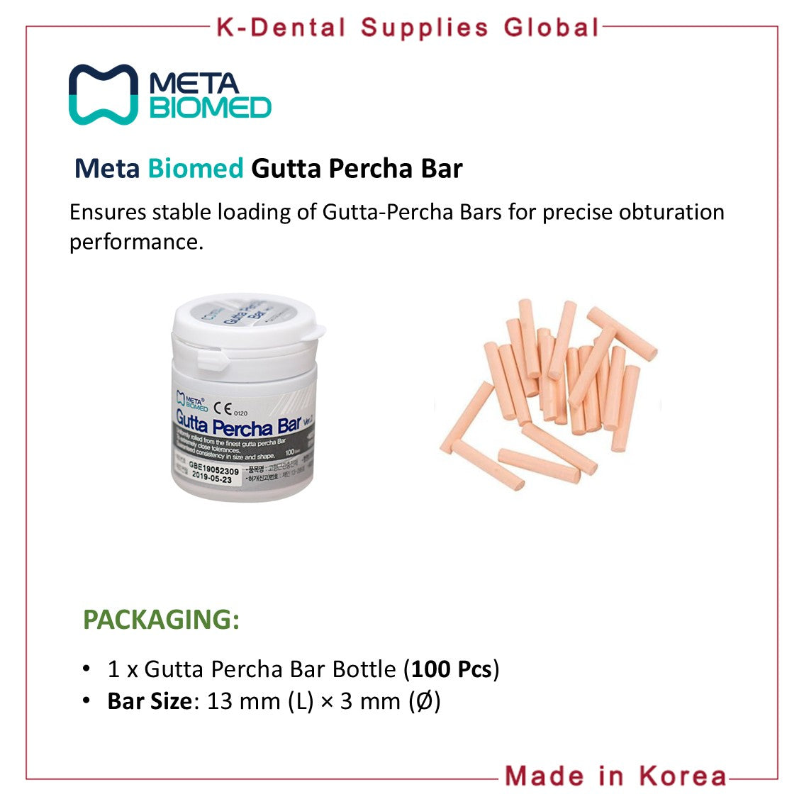 Dental Obturation Gutta Percha Bar 100pcs