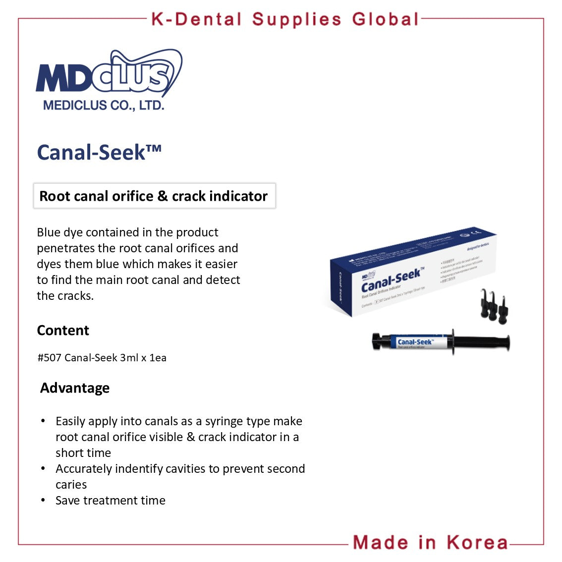 Canal-Seek Root canal orifice & crack indicator 3ml x 1 syringe