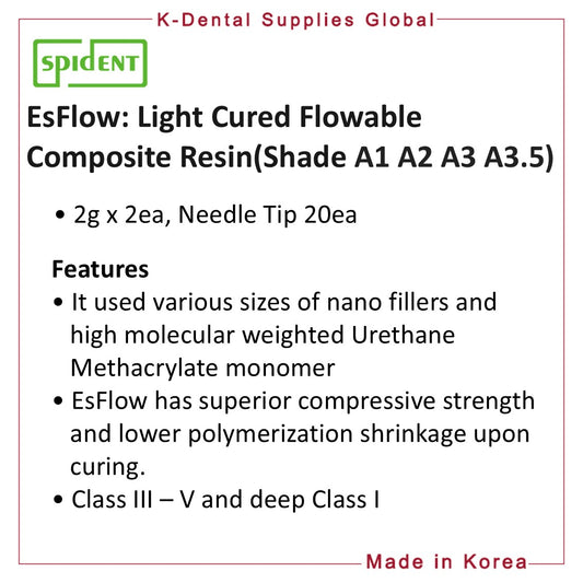 EsFlow Light Cured Flowable Composite Resin(Shade A1, A2, A3, A3.5)