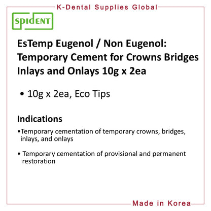 EsTemp Eugenol/NE Temporary cement for crown and bridge 10g x 2ea