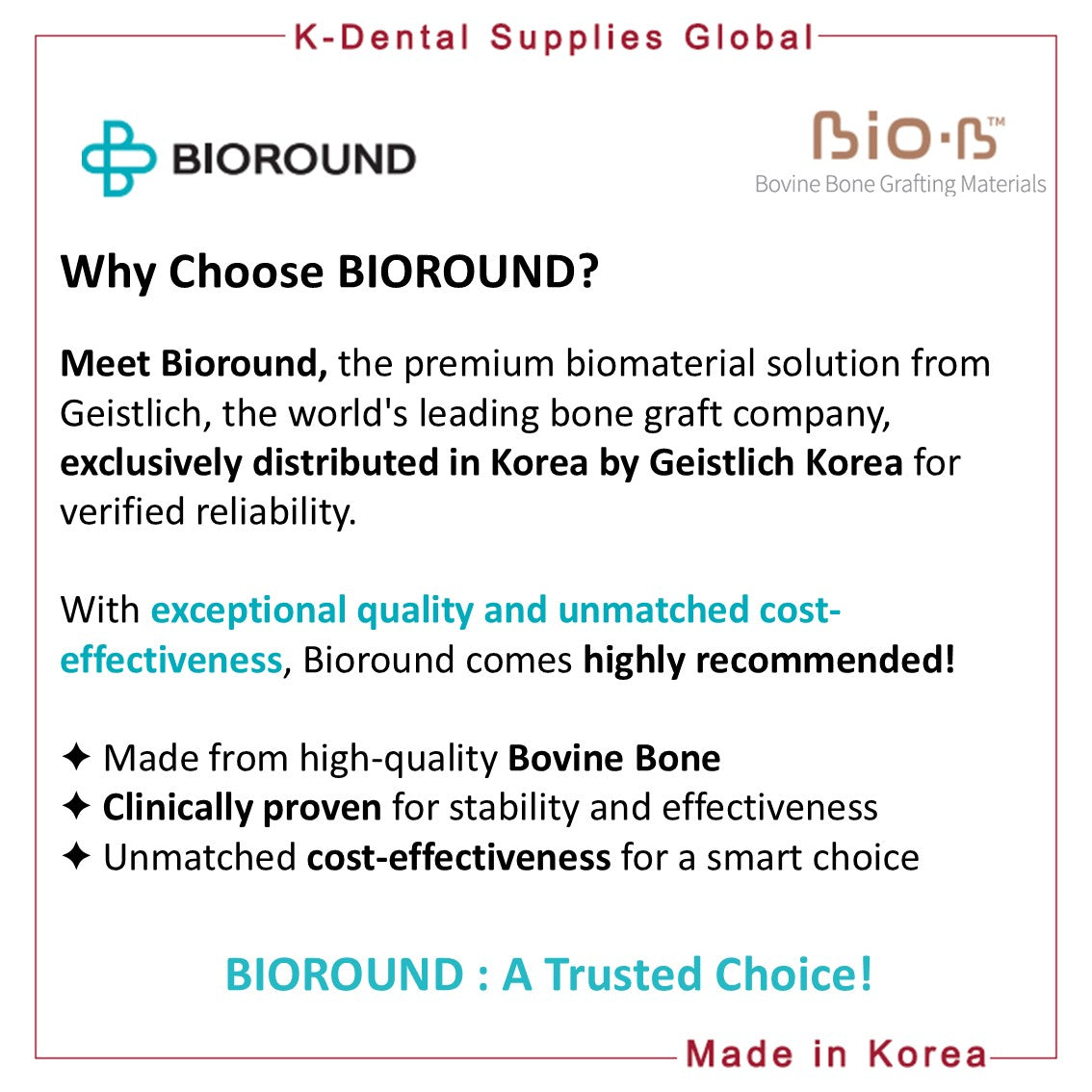 BIO-B Bovine Bone Grafting Materials Vial Small/Large Particle Size Weight 5 types