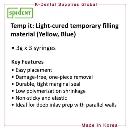 Temp it Light-cured temporary filling material (Yellow, Blue)