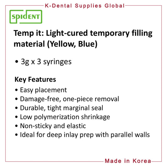 Temp it Light-cured temporary filling material (Yellow, Blue)