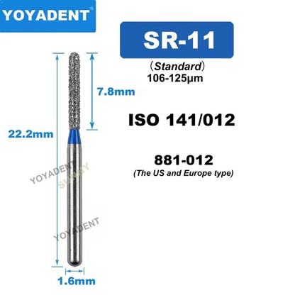 Dental Diamond Burs SR type for High Speed Dia.1.6mm 10pcs/Pack