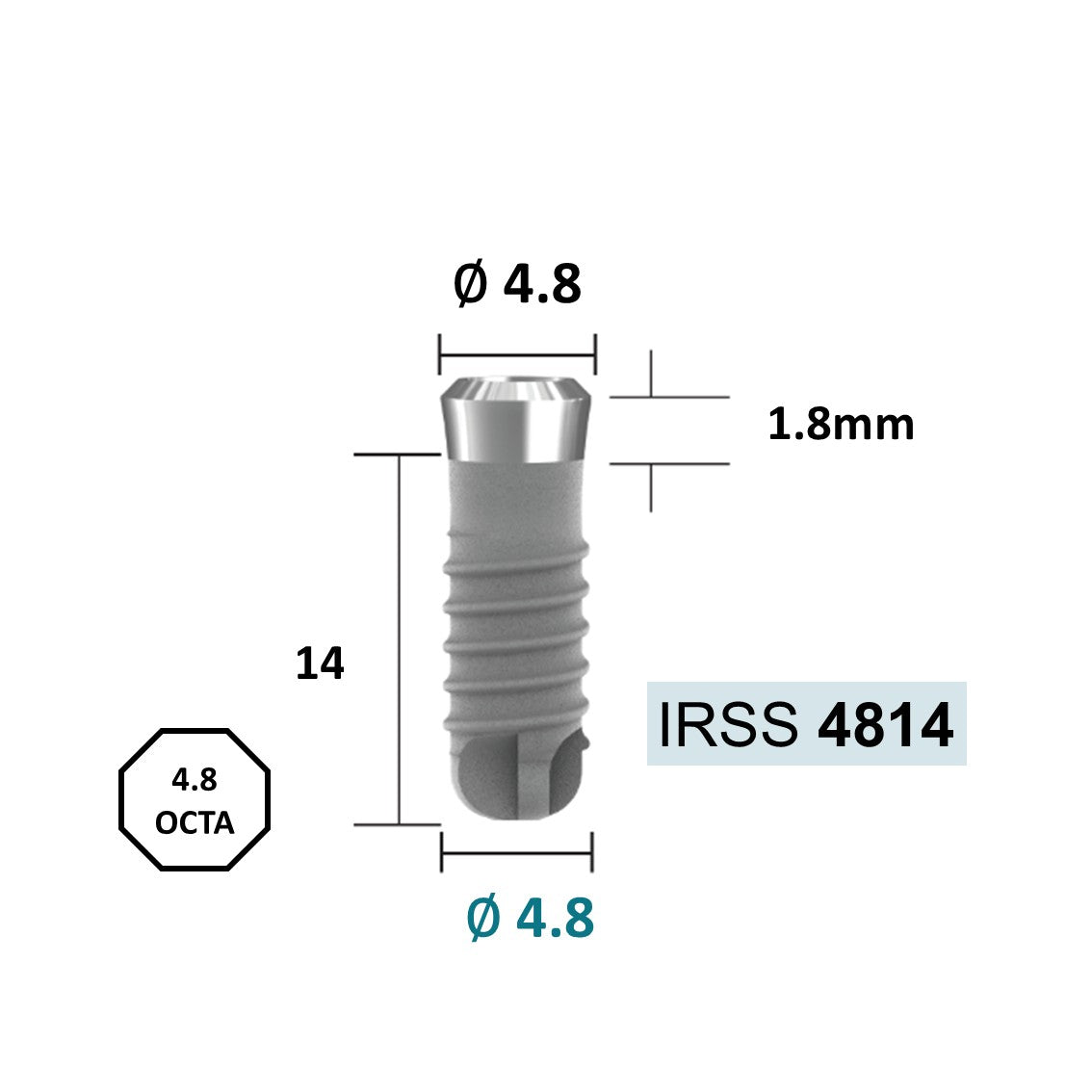 [Tissue Level Precision] Fixture Neck Diameter 4.8 Octa Compatible with Straumann, ITI Types