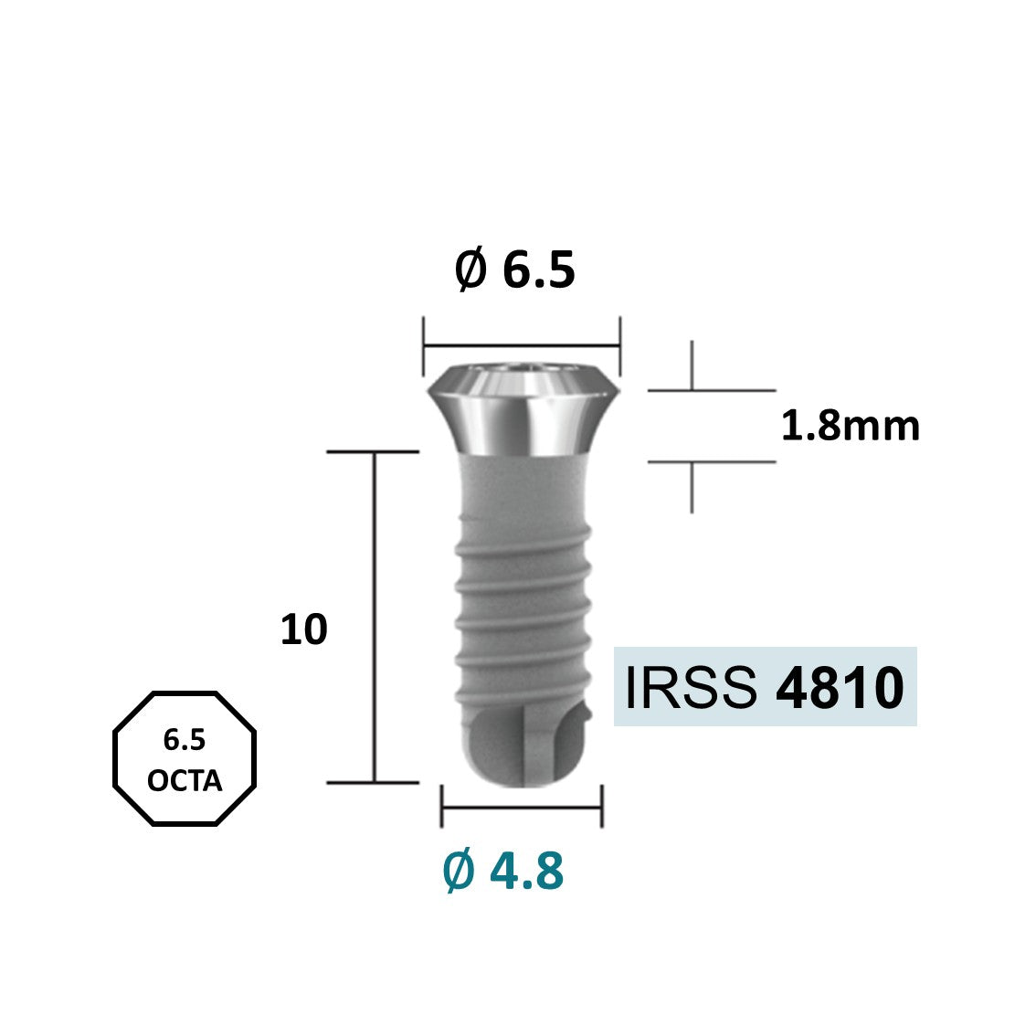 [Tissue Level Precision] Fixture Neck Diameter 6.5 Octa Compatible with Straumann, ITI Types