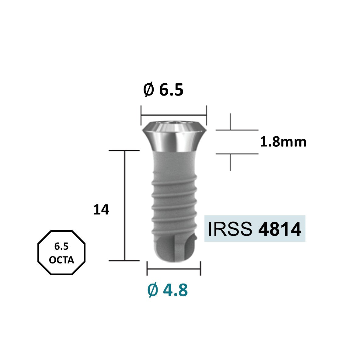 [Tissue Level Precision] Fixture Neck Diameter 6.5 Octa Compatible with Straumann, ITI Types