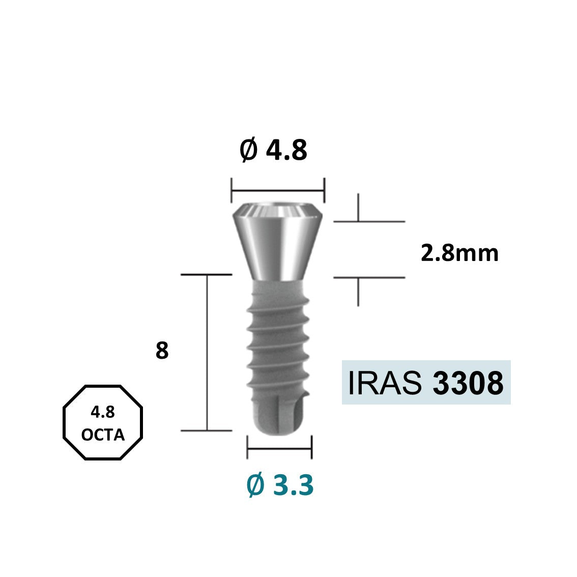 [Tissue Level Precision] Fixture Neck Diameter 4.8 Octa Compatible with Straumann, ITI Types